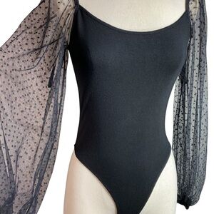 Black Bodysuit Sheer Sleeves